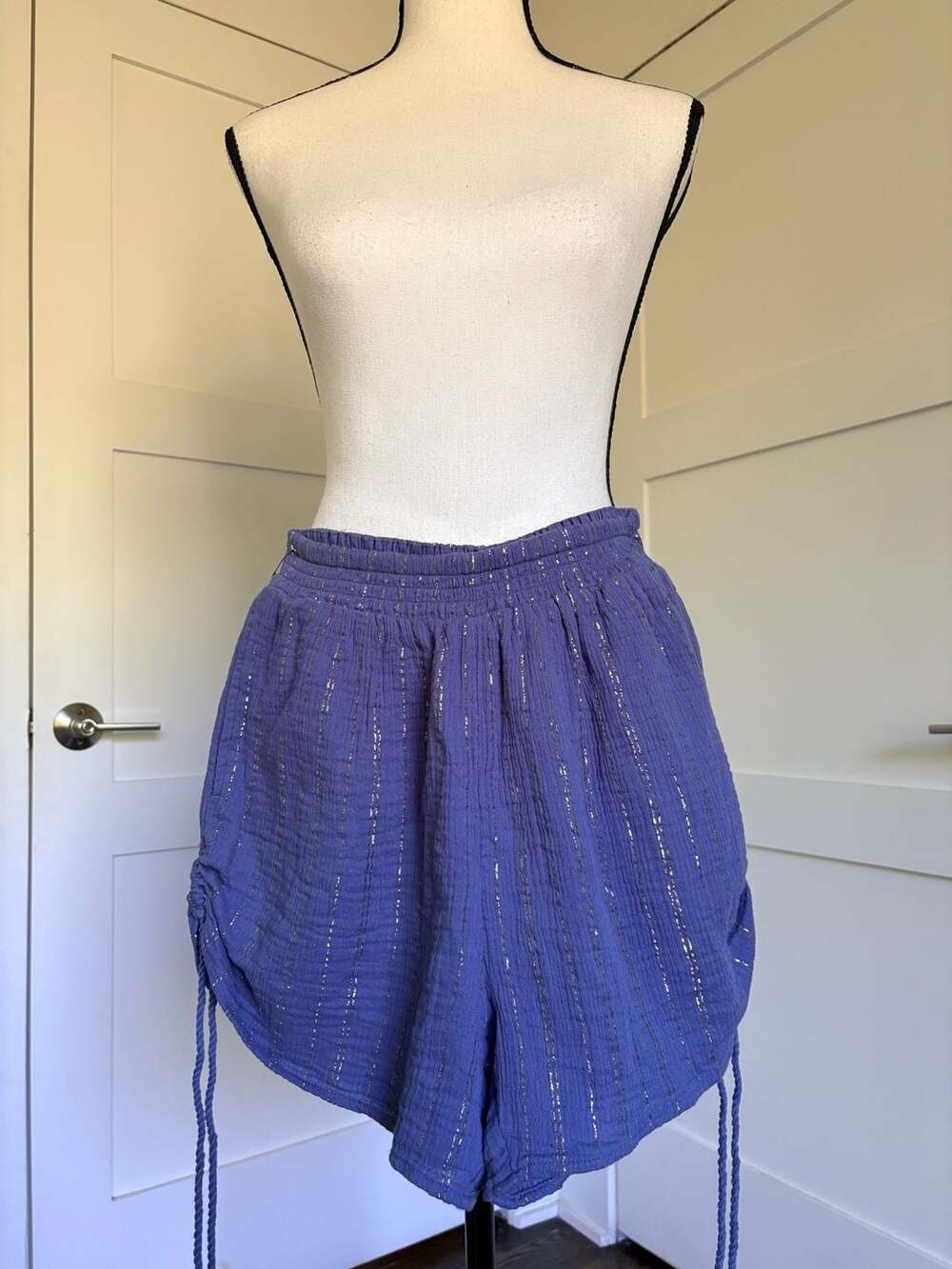 Aerie Metallic Stripe Gauze Drawstring Pajama Shorts Ladies Size Small